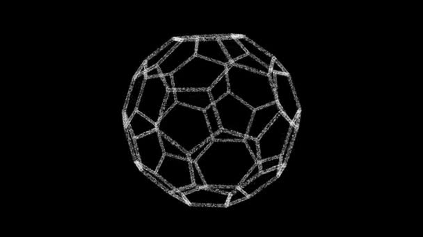 White Polyhedral Ball Rotates Its Axis Black Backdrop Object Consisting — Stockvideo