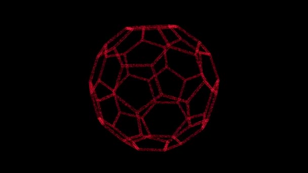 Red Polyhedral Ball Rotates Its Axis Black Backdrop Object Consisting — 图库视频影像