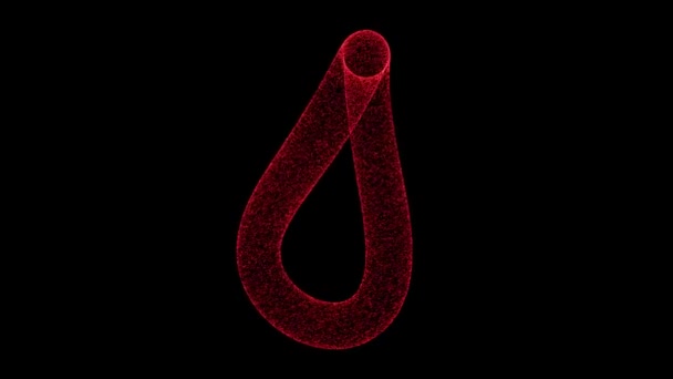 Red Infinity Object Rotates Axes Black Backdrop Object Consisting Flickering — Vídeo de stock