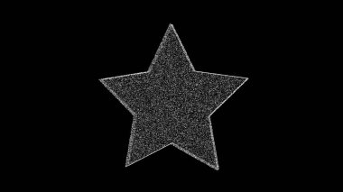 3D white star on black background. Object consisting of flickering particles. Science tutorial concept. Abstract backdrop for logo, title, presentation. 3D animation.