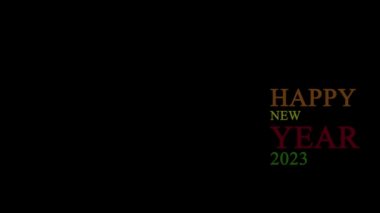 Appearing text HAPPY NEW YEAR 2023 on transparent background for advertising. Background for promo videos. Concept of sale and holidays. Copy space for your advertising. 4K video