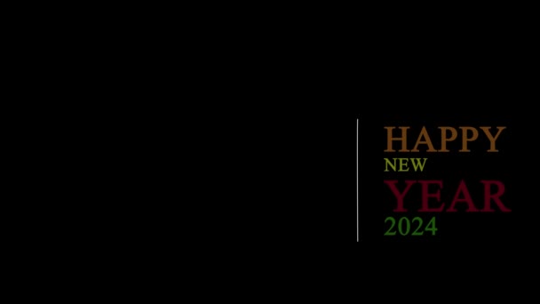 Appearing Text Happy New Year 2024 Transparent Background Advertising Background — 图库视频影像