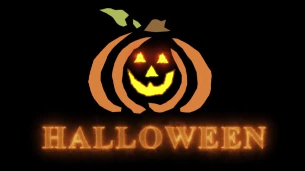 Burning Sign Halloween Scary Pumpkin Transparent Background Footage Scary Festive — Stock Video
