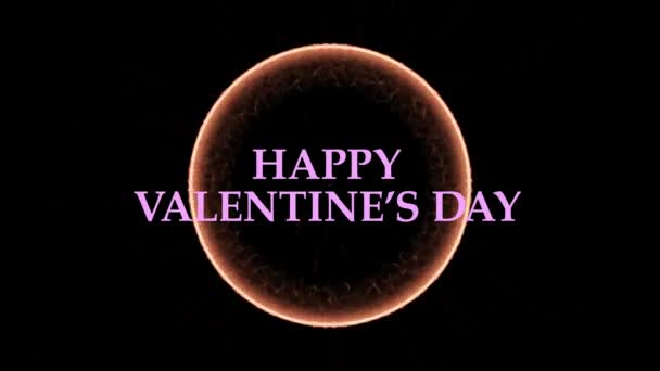 Happy Valentines Day Pink Sign Black Background Exploding Multi Colored — Vídeo de stock