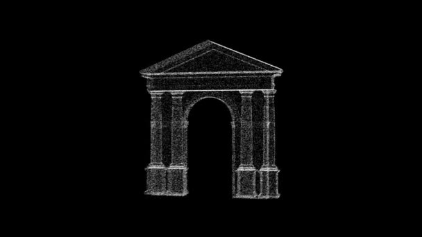 White Ancient Antique Arch Rotates Black Background Object Consisting Flickering — Stok video
