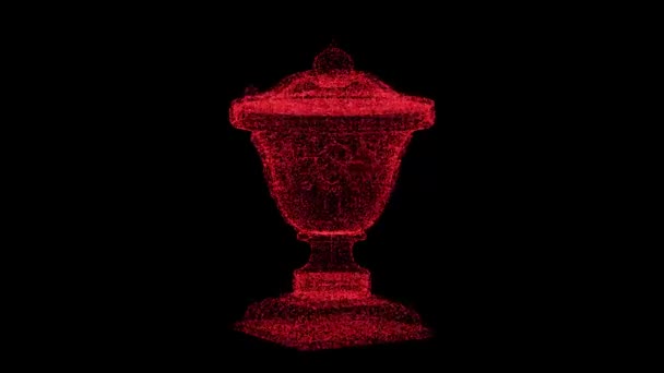 Red Ancient Antique Bowl Rotates Black Background Object Consisting Flickering — Video Stock