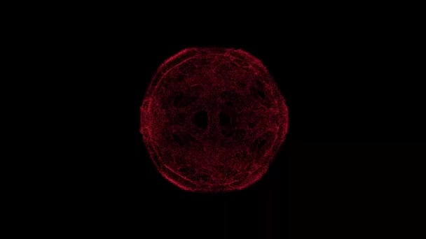 Abstract Alien Sphere Holes Rotates Black Background Object Consisting Red — Αρχείο Βίντεο
