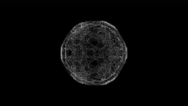 Abstract Alien Sphere Holes Rotates Black Background Object Consisting White — Stockvideo