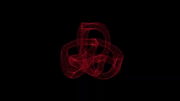 Abstract Alien Clew Rotates Black Background Object Consisting Red Flickering — Video Stock