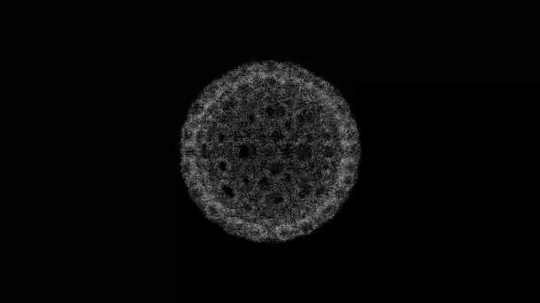 Abstract Sphere Holes Rotates Black Background Object Consisting White Flickering — Stockvideo