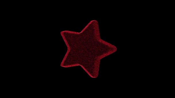 Star Rotates Black Background Object Consisting Red Flickering Particles Fps — Vídeo de stock