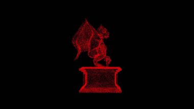 Gargoyle Canavarı 3 boyutlu tel çerçeve hologramı hareket halinde. 3 Boyutlu Güzel Hazırlama.