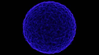 Noktaları birleştiren soyut 3D fütüristik küre. Kablo çerçeve mavi küre. 3d oluşturma.