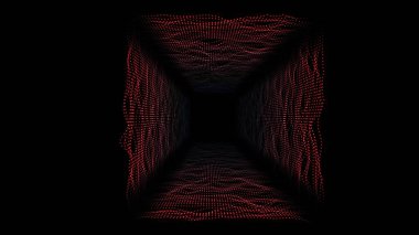3D Big Data Digital tunnel square with futuristic matrix. Technological and related motion background. 3D rendering.