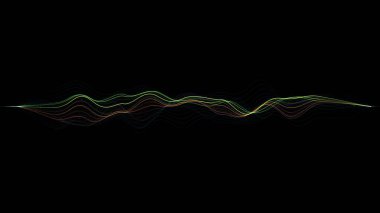 Sound abstraction visualisation equalizer colorful voice lines. Isolated moving musical shape impulse. Contemporary waveform equalizer bar glowing wallpaper Backdrop. Noise Level. 3D rendering.