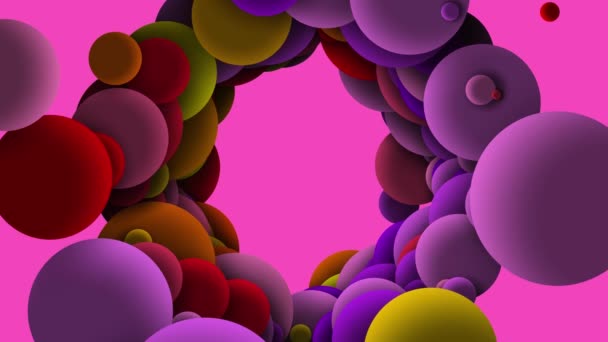 Abstract Background Light Pink Balls Spheres Flying Movement Tunnel Balls — Wideo stockowe
