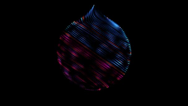 Abstract Sphere Fluid Particles Flowing Liquid Rainbow Colors Black Background — Vídeo de stock