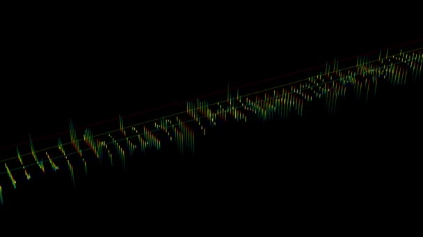 Music Sound Effects Green Abstract Waves Landscape Rendering Modulation Modern — Stockvideo