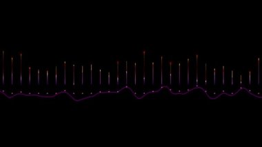 Audio waveform equalizer on dark background loop animation. Music or sound levels. abstract motion live wallpaper. gradient spectrum bar graph. Glowing And Pulsing looped. 60 fps 3D rendering.