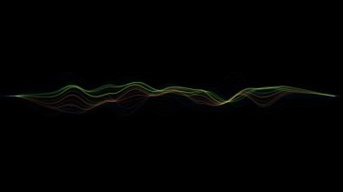 Sound abstraction visualisation equalizer colorful voice lines. Isolated moving musical shape impulse. Contemporary waveform equalizer bar glowing wallpaper Backdrop. Noise Level. 60 fps 3D rendering.