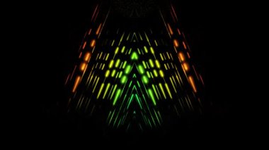 Abstract neon background, glowing triangle frame, dark space, light. 60 fps 3D rendering.