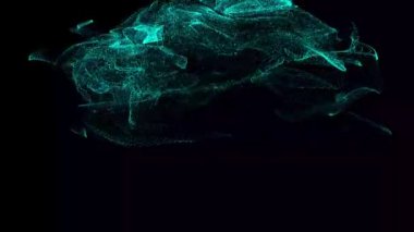 Abstract image of mesh, lines and dots in colorful fluid form. Colored background design. 60 fps 3D rendering.