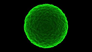 3d green virus isolated on black background. 60 fps 3D rendering.