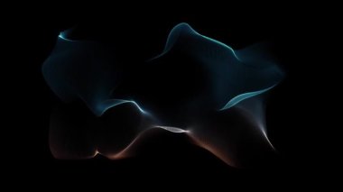 Wavy abstract geometric background, blue flow hoizontal banner. Trendy gradient shapes composition. 60 fps 3D rendering.