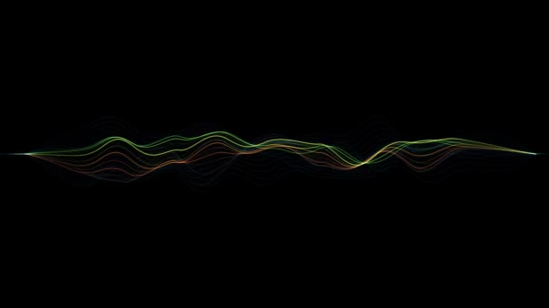 语音抽象可视化均衡色彩艳丽的声线 孤立地移动音乐形状的冲动 当代波形均衡器吧发亮墙纸背降 噪音等级 Fps 3D渲染 — 图库视频影像