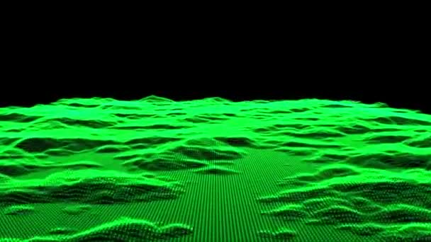 带粒子点和恒星在地平线上的数字景观 线框景观背景 大数据 3D未来派 80年代复古科幻背景 Fps 3D渲染 — 图库视频影像