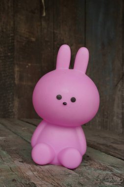 Pink rabbit, isolate festive easter rabbit. Selective focus.