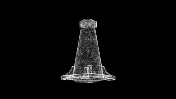 Traffic Cone Rotates Black Object Dissolved White Flickering Particles Fps — Vídeo de stock