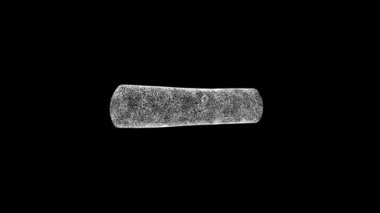 Üç boyutlu kayıt siyah arkaplanda döner. Nesne erimiş beyaz parçacıklar 60 FPS. İş geçmişi. Bilim konsepti. Soyut bg başlığı, sunum. Holografik ekran koruyucu. 3 Boyutlu Canlandırma.