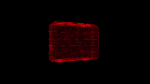3D商业案例在黑色Bg上旋转 物体溶解红色闪烁粒子60 Fps 商业背景 科学概念 摘要标题 全息屏幕保护程序 3D动画 — 图库视频影像