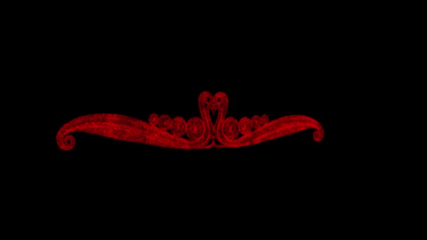 Στολίδι Περιστρέφεται Μαύρο Αντικείμενο Διαλυμένο Κόκκινο Τρεμοπαίζει Σωματίδια Fps Επαγγελματικό — Αρχείο Βίντεο