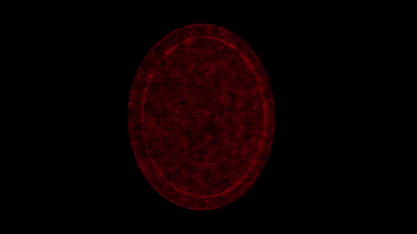 Boyutlu Ayna Siyah Üzerinde Döner Nesne Çözünmüş Kırmızı Titreşen Parçacıklar — Stok video