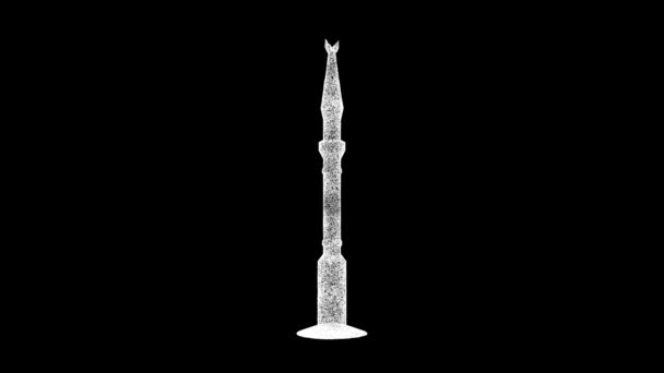Minareto Ruota Nero Oggetto Sciolto Bianco Sfarfallio Particelle Fps Contesto — Video Stock