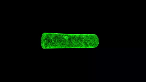 Log Περιστρέφεται Μαύρο Φόντο Αντικείμενο Διαλυμένο Πράσινο Τρεμοπαίζει Σωματίδια Fps — Αρχείο Βίντεο