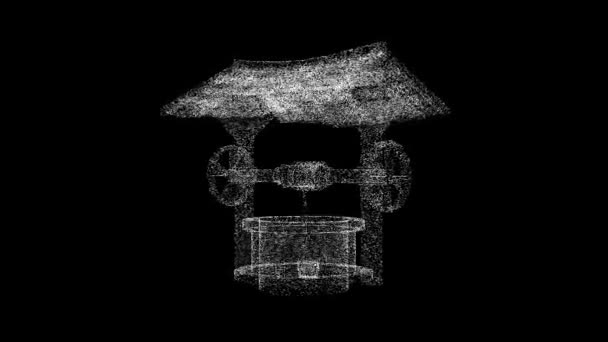 3D井轮流在黑色Bg上 物体溶解了60 Fps的白色闪烁粒子 商业广告背景 科学概念 3D动画 — 图库视频影像