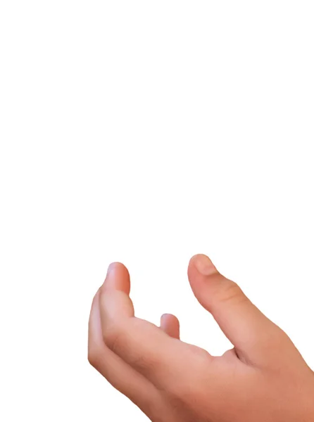 Gesture Hand Holding Bottle Something Isolated White Background — Stockfoto