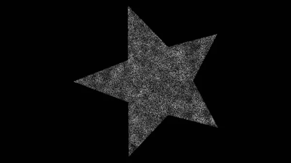 3D明星在黑色Bg上 物体溶解了白色闪烁的粒子 商业广告背景 科学概念 3D动画 — 图库照片