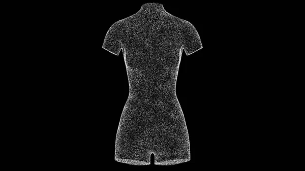 3D女性的身体在黑色Bg 物体溶解了闪烁的白色粒子 商业广告背景 科学概念 3D动画 — 图库照片