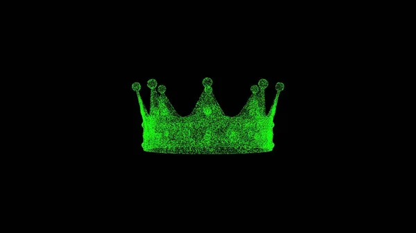 Royal Crown Zwart Opgeloste Groene Flikkerende Deeltjes Zakelijke Reclame Achtergrond — Stockfoto