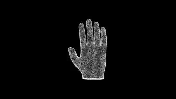 Menschliche Handfläche Auf Schwarzem Objekt Löste Weiße Flackernde Teilchen Auf — Stockfoto