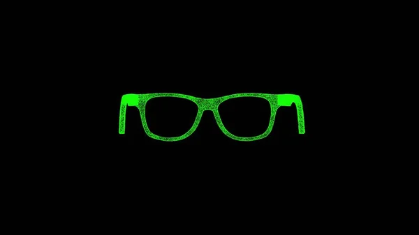 Boyutlu Gözlükler Siyah Üzerinde Güneş Gözlüğü Nesne Titreşen Yeşil Parçacıkları — Stok fotoğraf