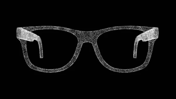 Gafas Sol Gafas Negro Objeto Disuelto Partículas Blancas Parpadeantes Fondo — Foto de Stock
