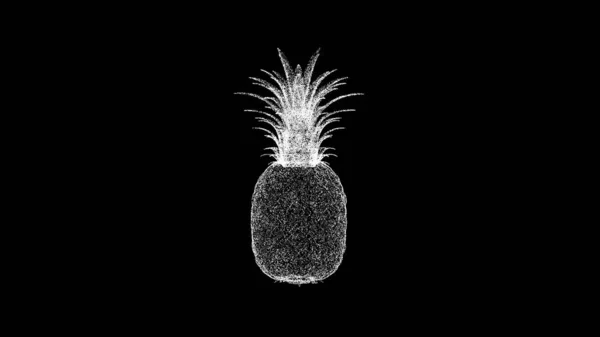 ブラックバッグに3Dパイナップル 物体は白いちらつき粒子を溶解した ビジネス広告の背景 科学の概念 タイトル テキスト プレゼンテーションのために 3Dアニメーション — ストック写真