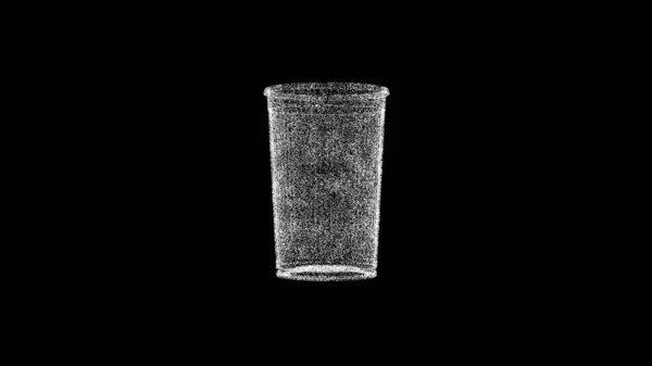 3D纸杯的黑色Bg 物体溶解了闪烁的白色粒子 商业广告背景 科学概念 3D动画 — 图库照片