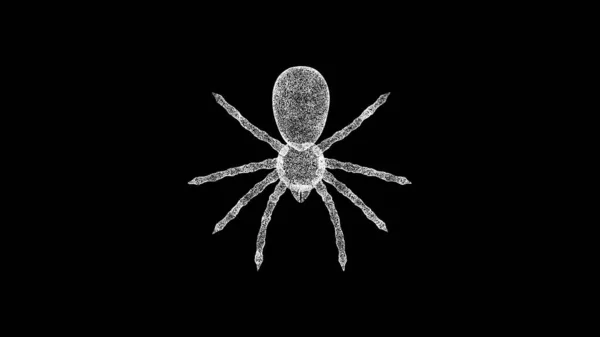 Siyah Üzerinde Boyutlu Örümcek Nesne Titreşen Beyaz Parçacıkları Eritti Için — Stok fotoğraf
