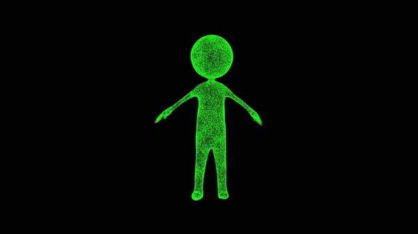 Alien Mit Einem Großen Kopf Auf Schwarzem Objekt Löste Grün — Stockfoto